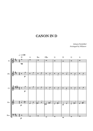 Canon in D | Pachelbel | Woodwind Quintet | Piano accompaniment