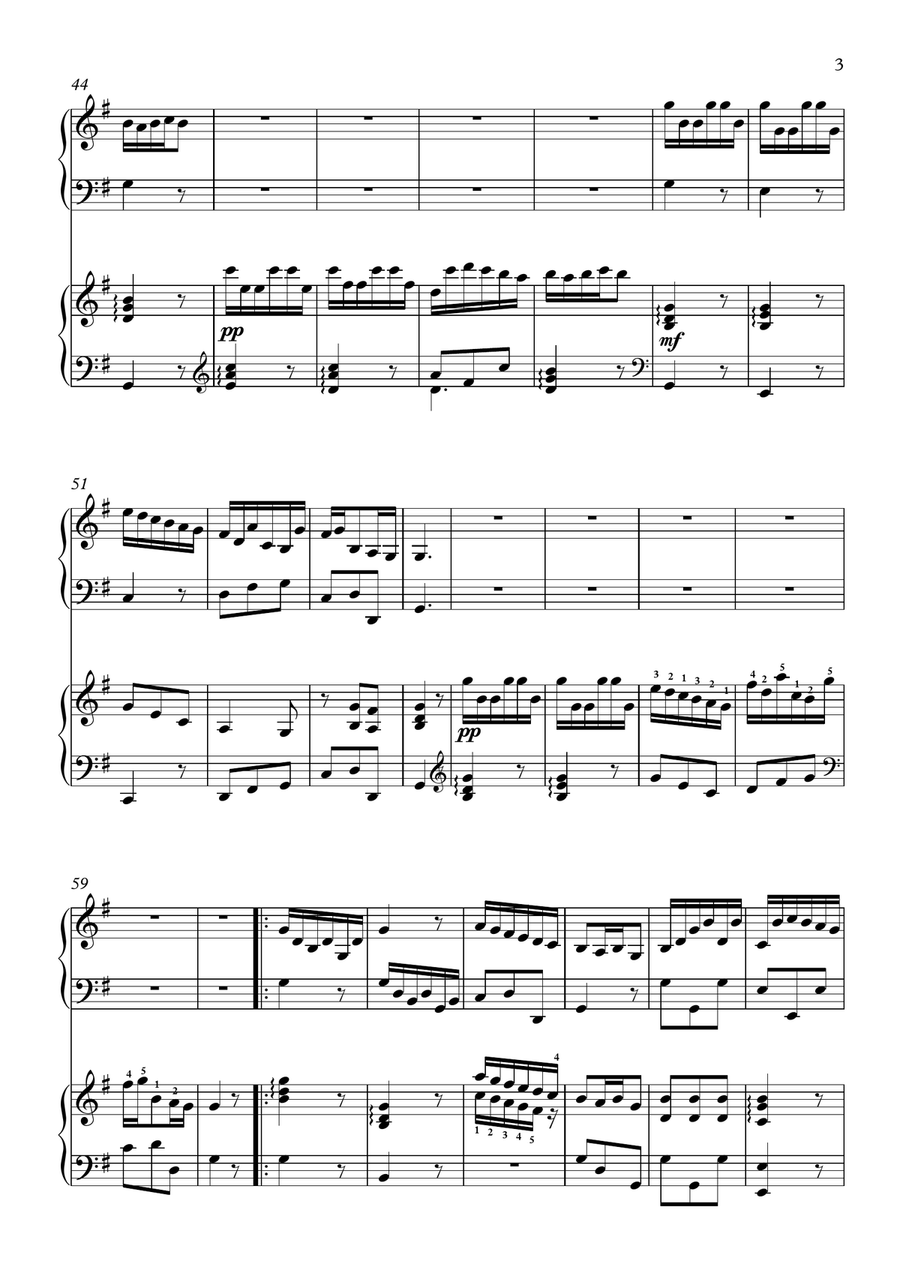 Andante from Organ Concerto Op. 4 no. 1 (G.F. Handel) - Organ-piano duet Organ Accompaniment scores gallery preview page 3