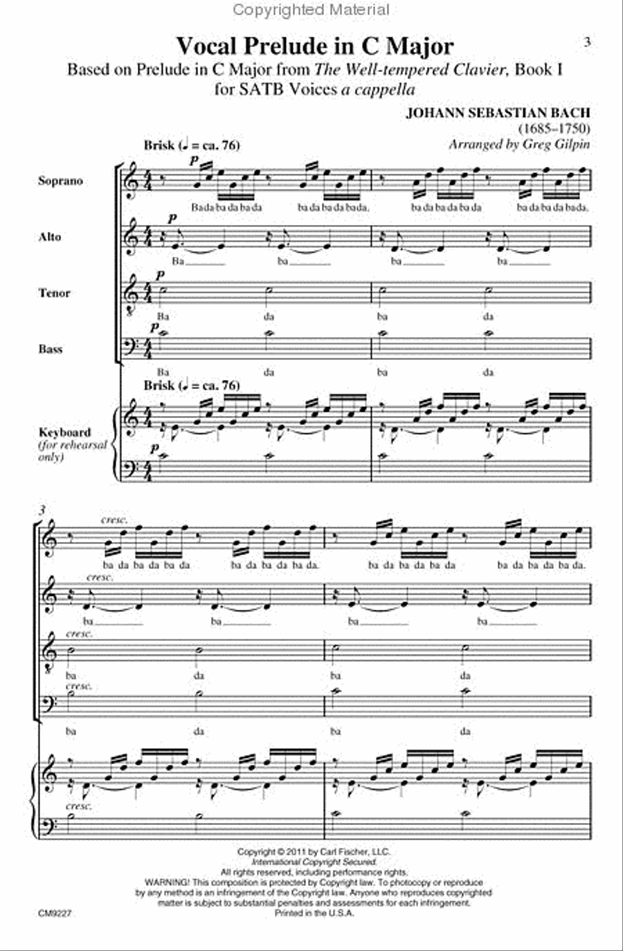 Vocal Prelude in C Major 4-Part scores gallery preview page 2