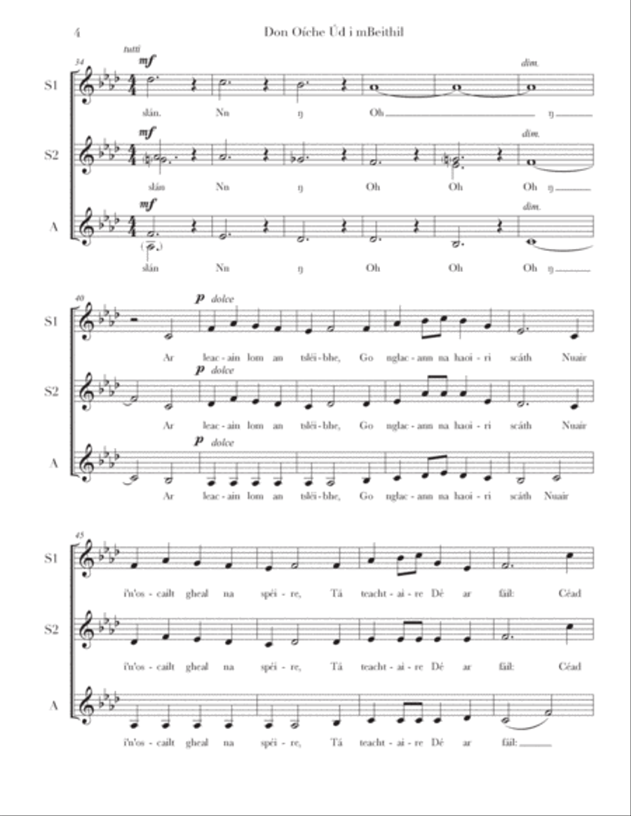 Don Oíche Úd i mBeithil ( s s a + optional solo ) SSA scores gallery preview page 4