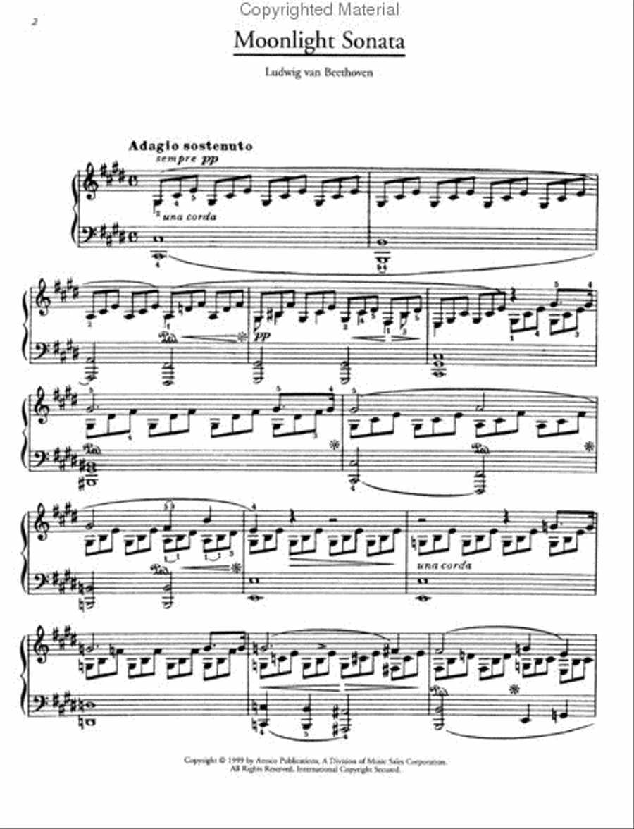 Beethoven: Moonlight Sonata (1st Movement) Piano scores gallery preview page 2
