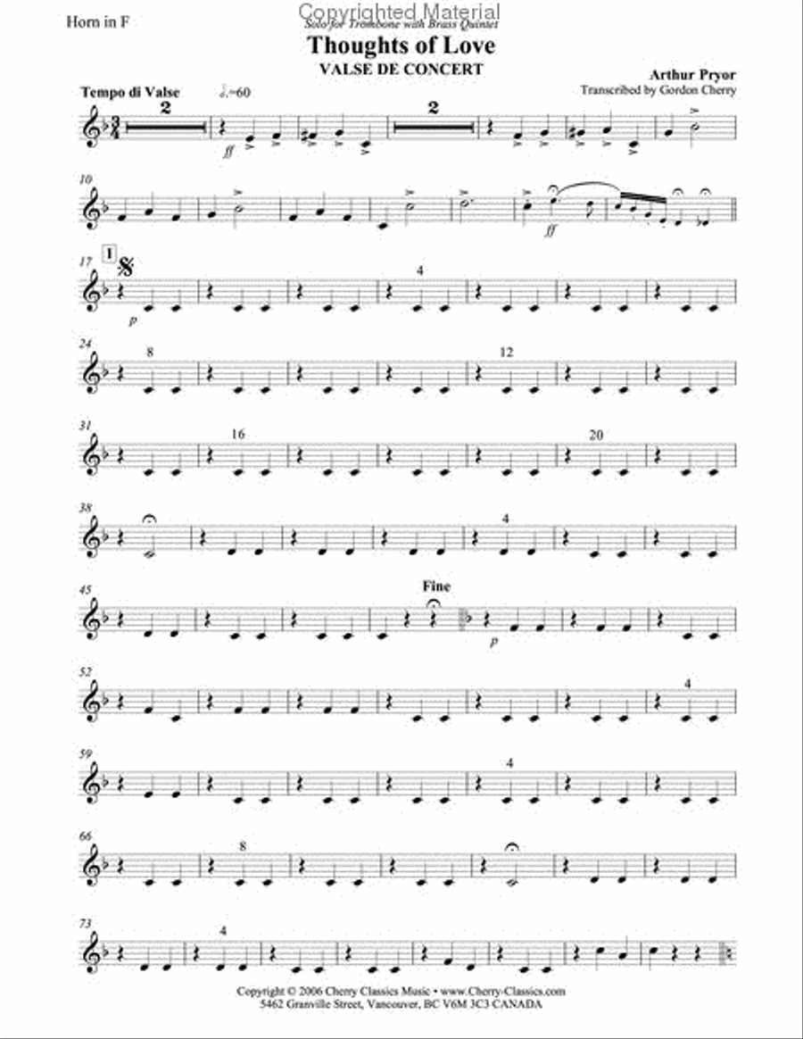 Thoughts of Love Brass Quintet scores gallery preview page 6