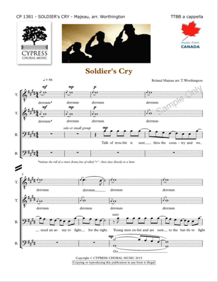 Soldier's Cry American Version TTBB scores gallery preview page 2