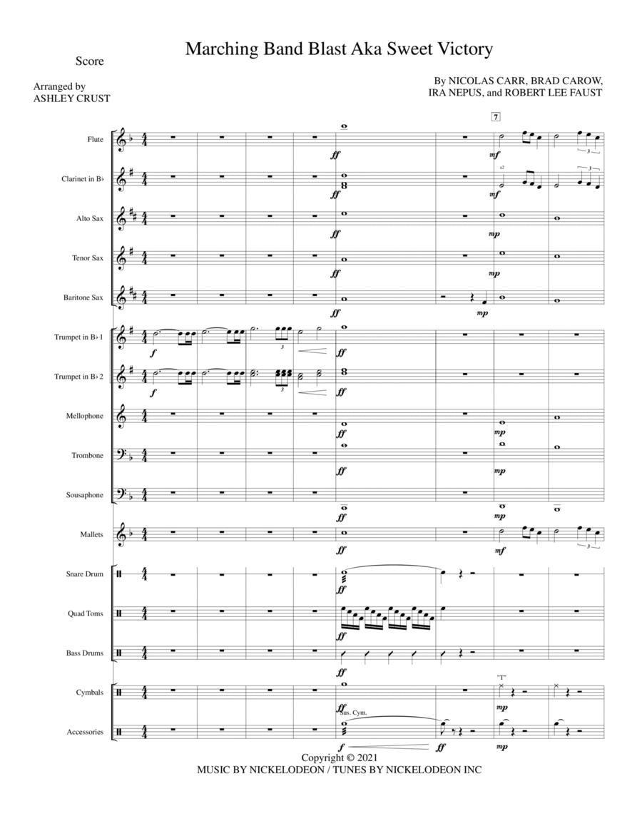 Marching Band Blast Aka Sweet Victory Marching Band scores gallery preview page 1
