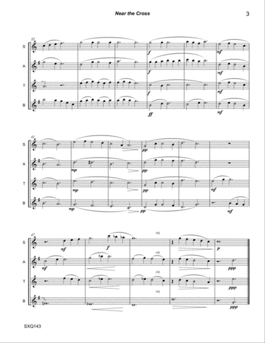 NEAR THE CROSS - SAXOPHONE QUARTET - unaccompanied NEAR THE CROSS - SAXOPHONE QUARTET - unaccompanied Saxophone Quartet scores gallery preview page 3
