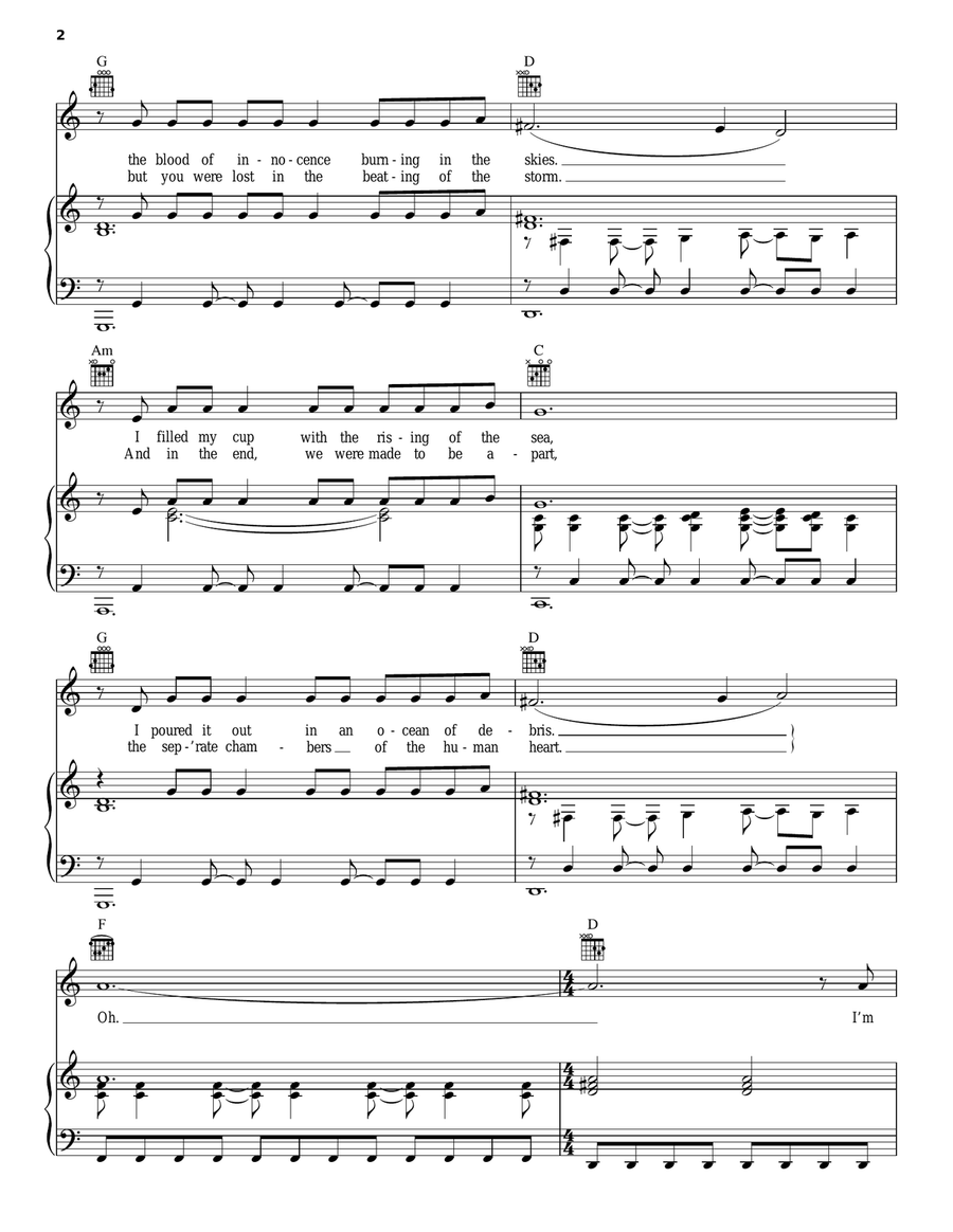 Burning In The Skies Piano, Vocal, Guitar scores gallery preview page 2