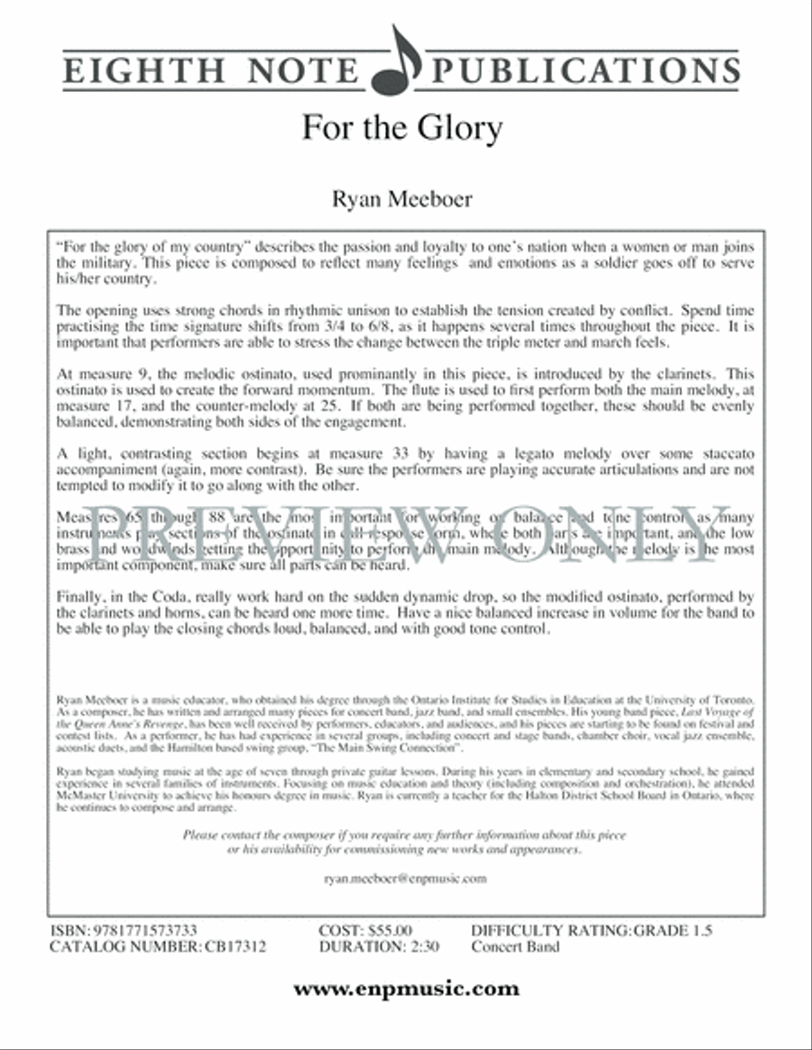 For the Glory For the Glory Concert Band scores gallery preview page 3