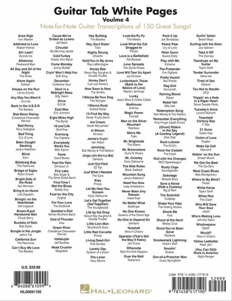 Guitar Tab White Pages - Volume 4 Electric Guitar scores gallery preview page 10
