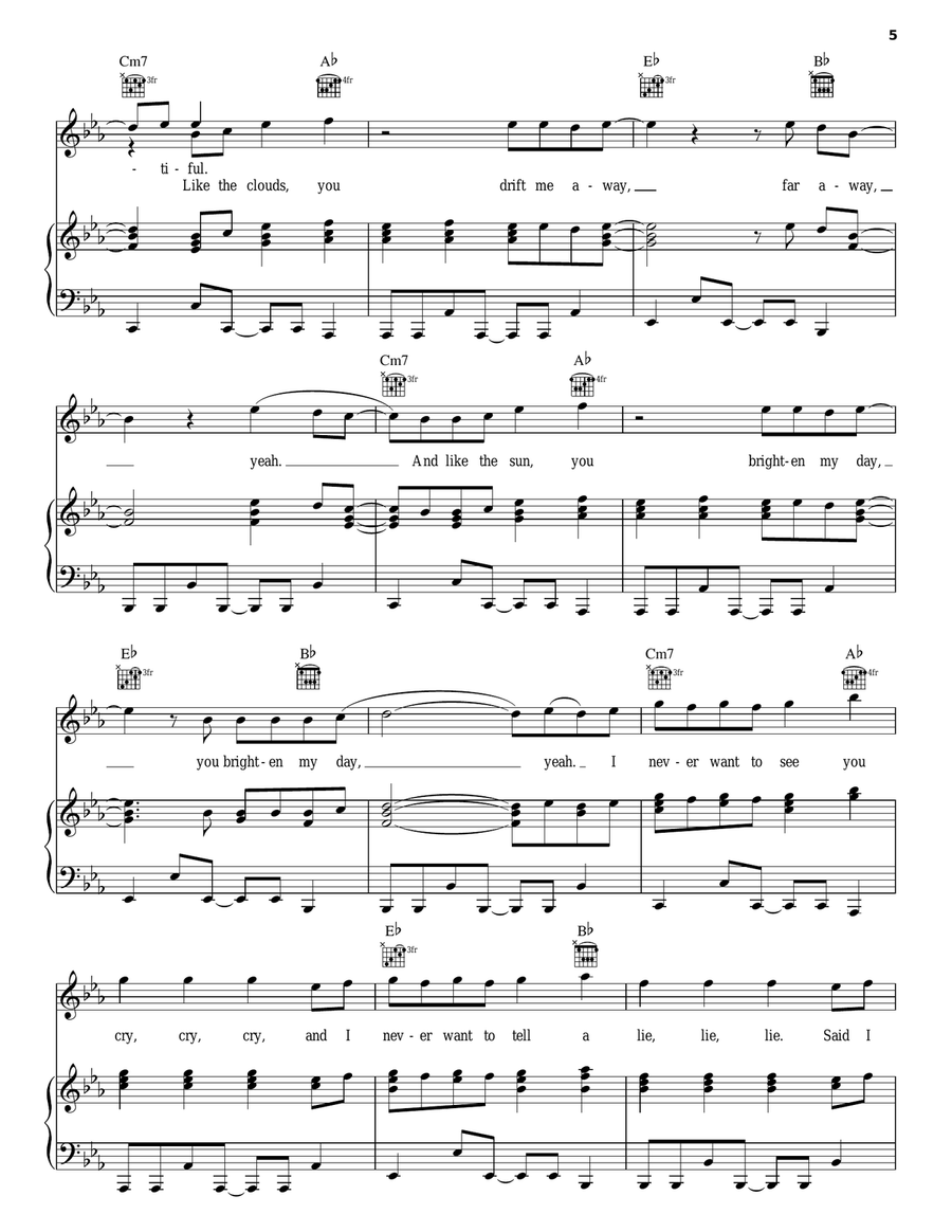 Beautiful Piano, Vocal, Guitar scores gallery preview page 5