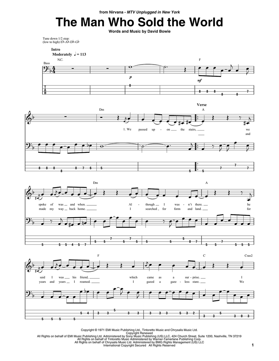The Man Who Sold The World Acoustic Guitar scores gallery preview page 1