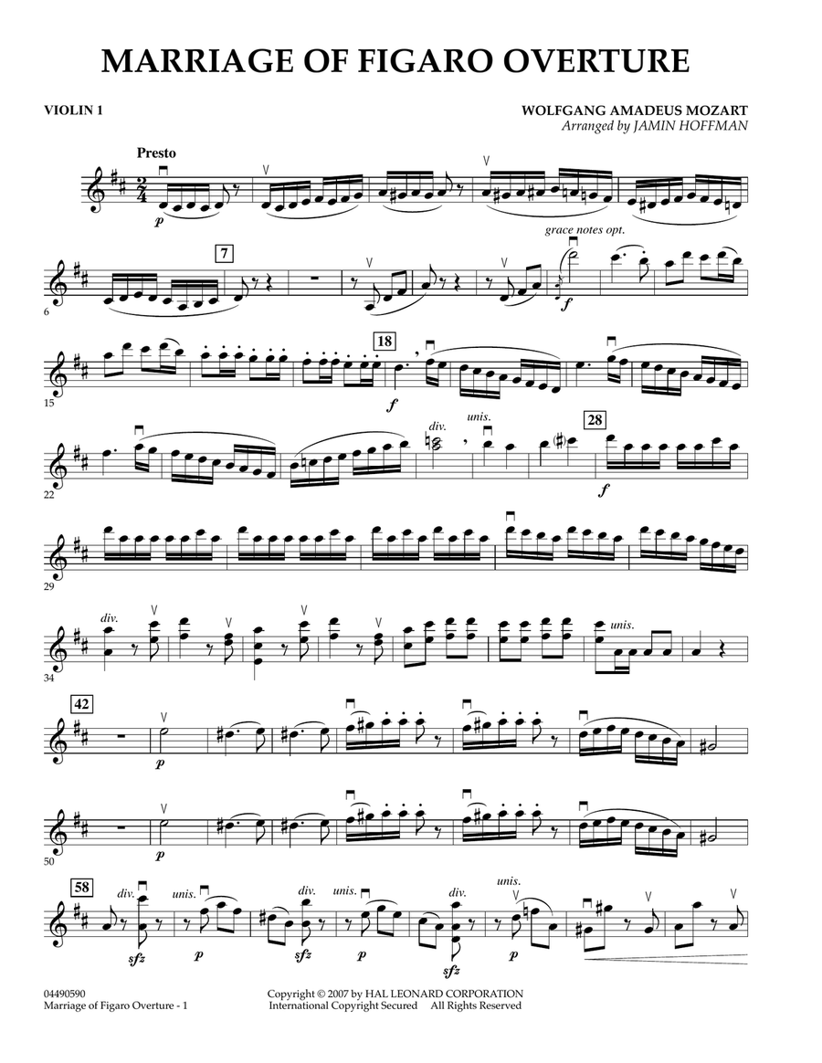 Overture to Marriage of Figaro - Violin 1 Violin scores gallery preview page 1