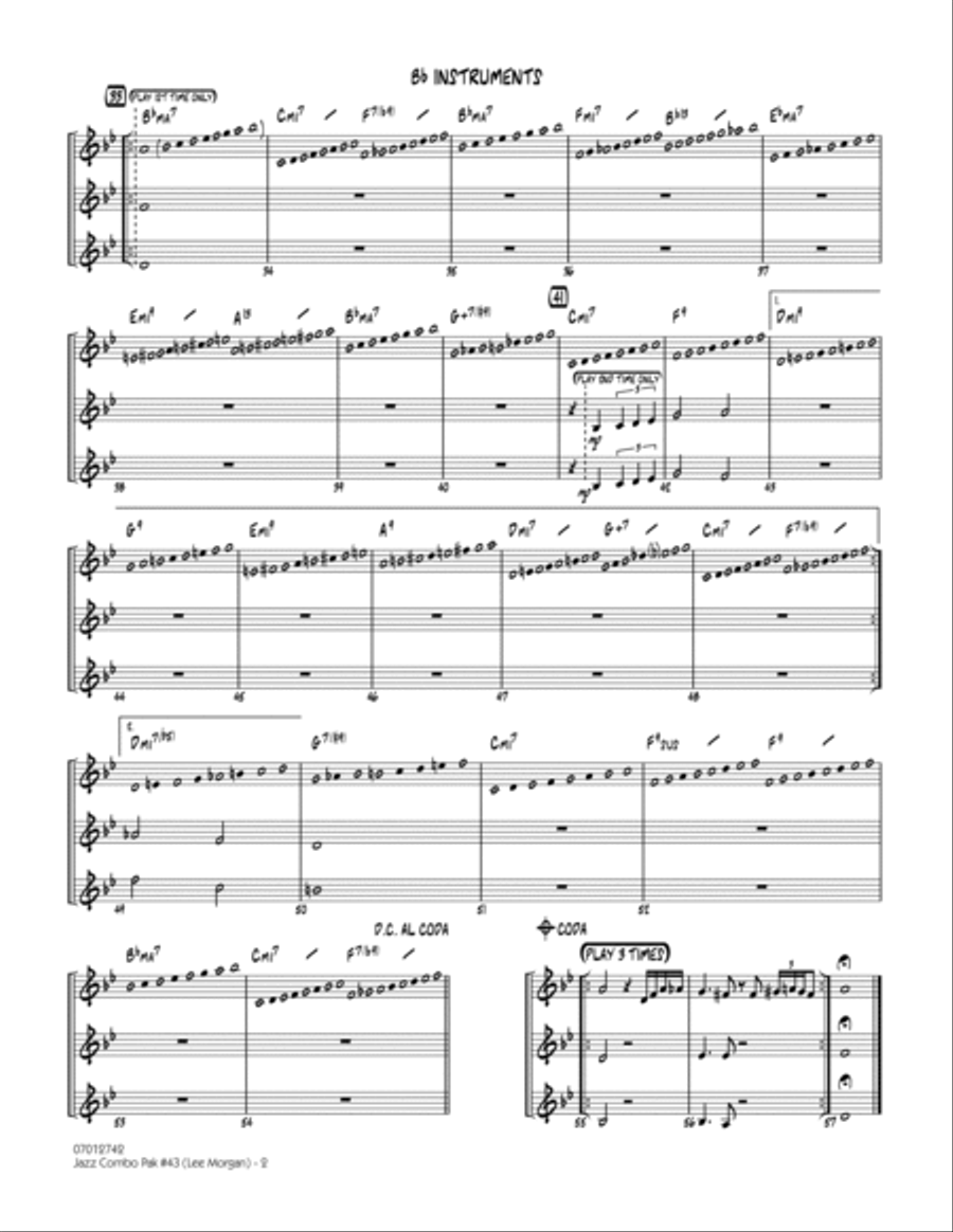 Jazz Combo Pak #43 (Lee Morgan) - Bb Instruments Jazz Ensemble scores gallery preview page 2