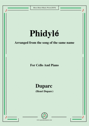 Book cover for Duparc-Phidylé,for Cello and Piano,for Voice and Piano