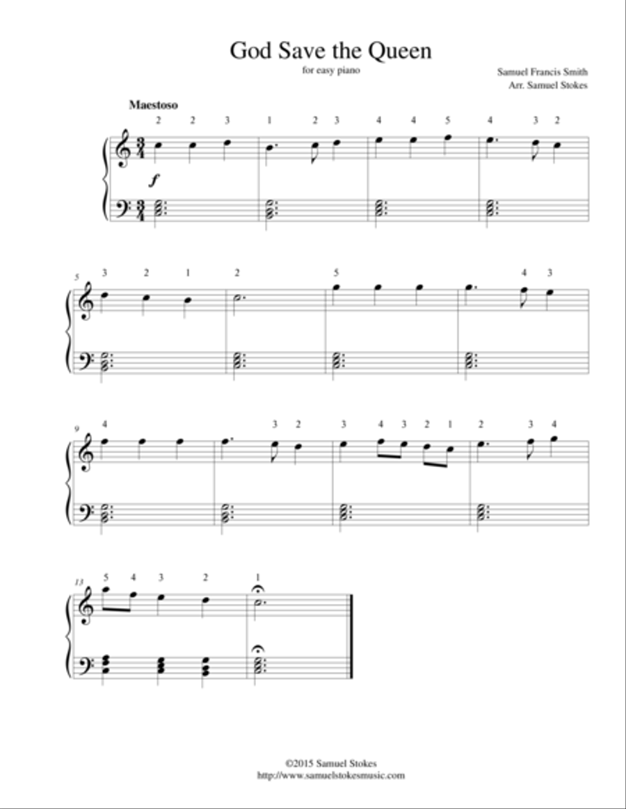 God Save the Queen - for easy piano Piano Method scores gallery preview page 1