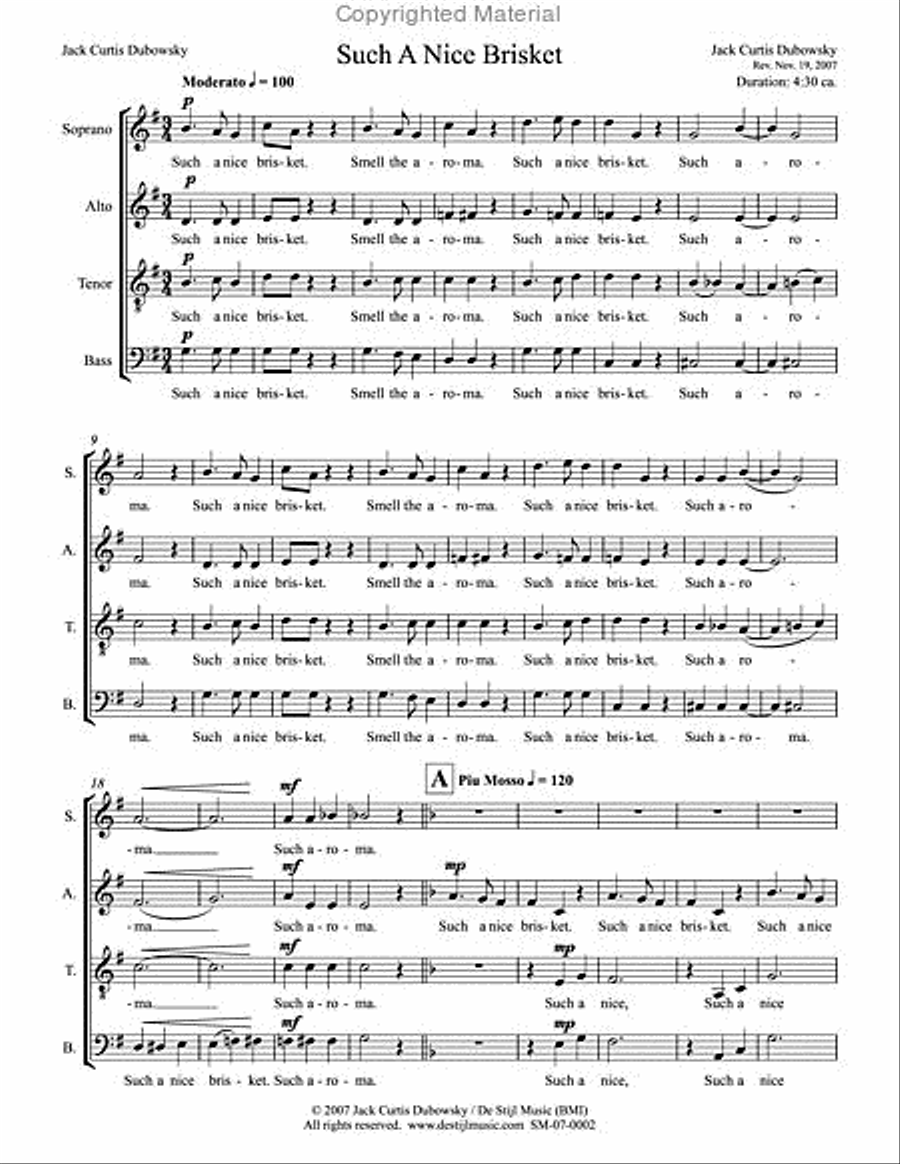 Such a Nice Brisket (SATB) 4-Part scores gallery preview page 2