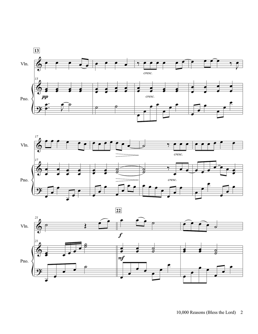 10,000 Reasons (Bless The Lord) Violin Solo scores gallery preview page 3