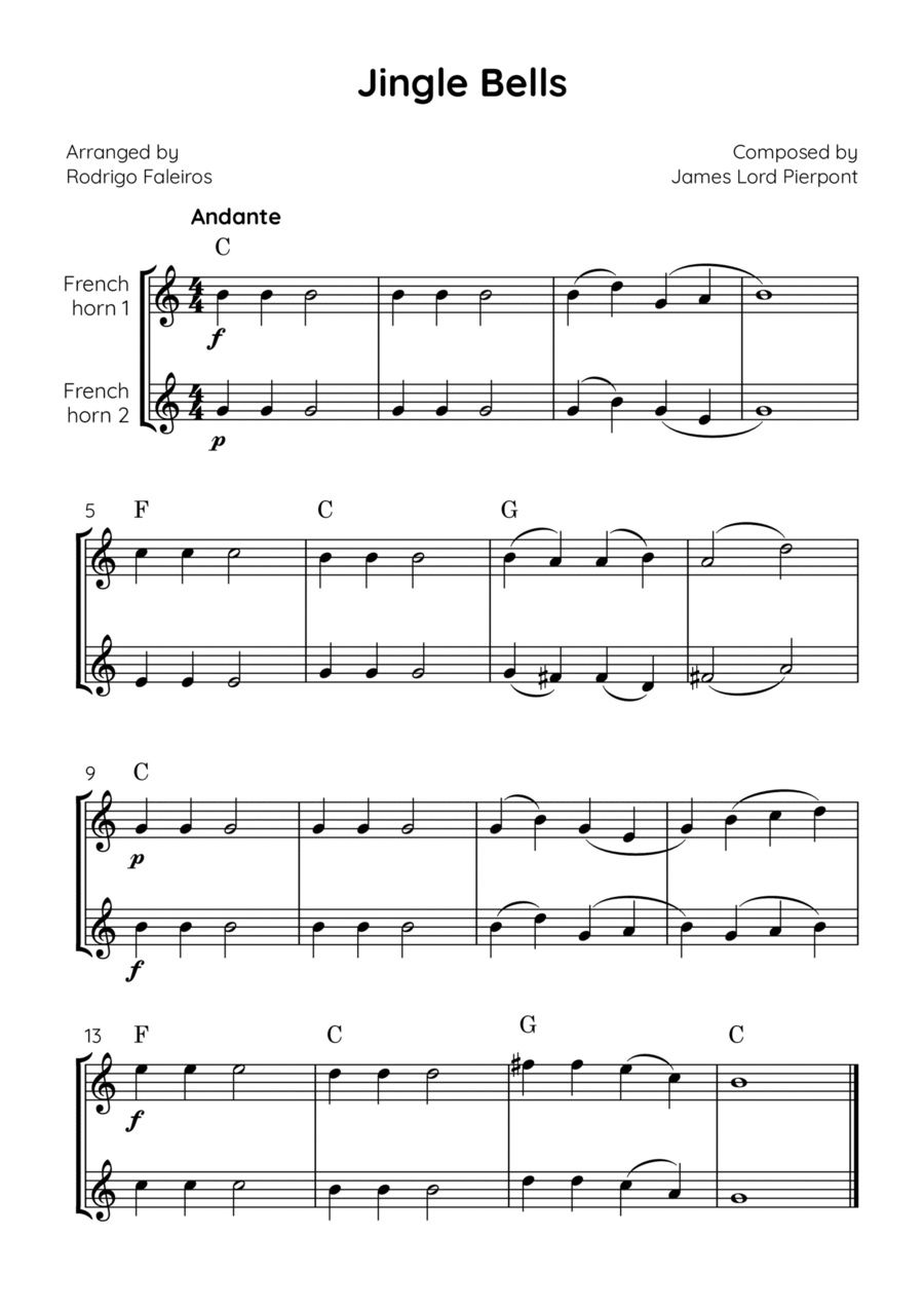 Jingle Bells Brass Duet scores gallery preview page 1