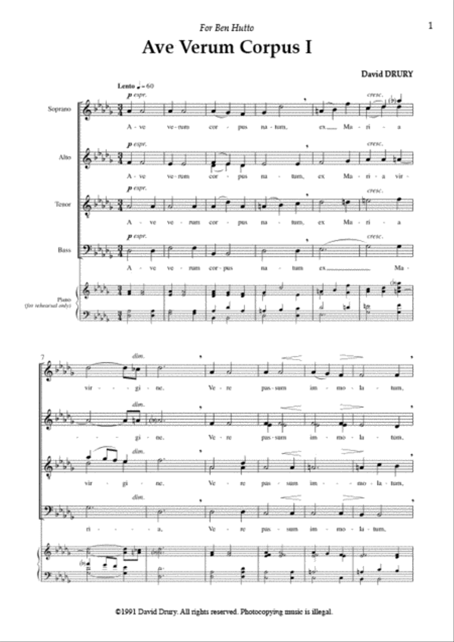 Ave verum corpus I Ave verum corpus I 4-Part scores gallery preview page 1