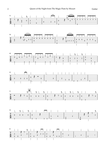 Queen of the Night by Mozart for Guitar TAB image number null
