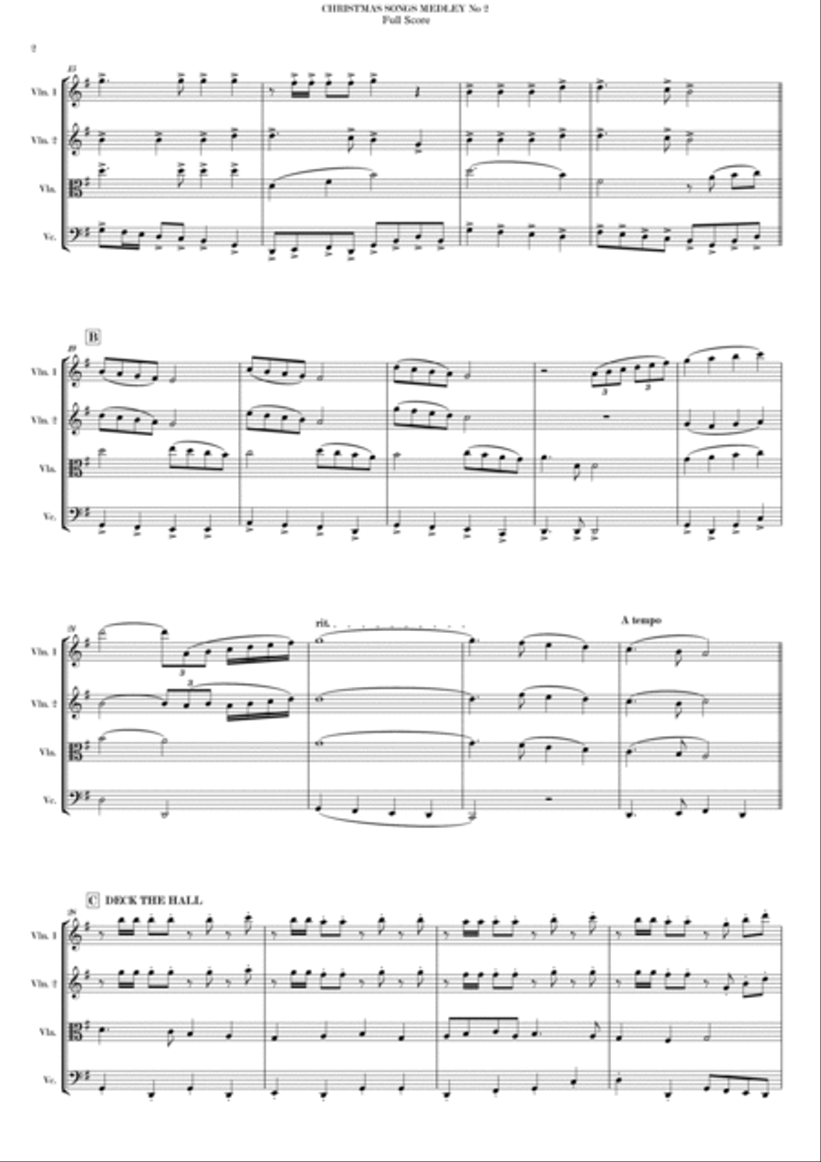 CHRISTMAS SONGS MEDLEY Nº 2 String Quartet scores gallery preview page 4