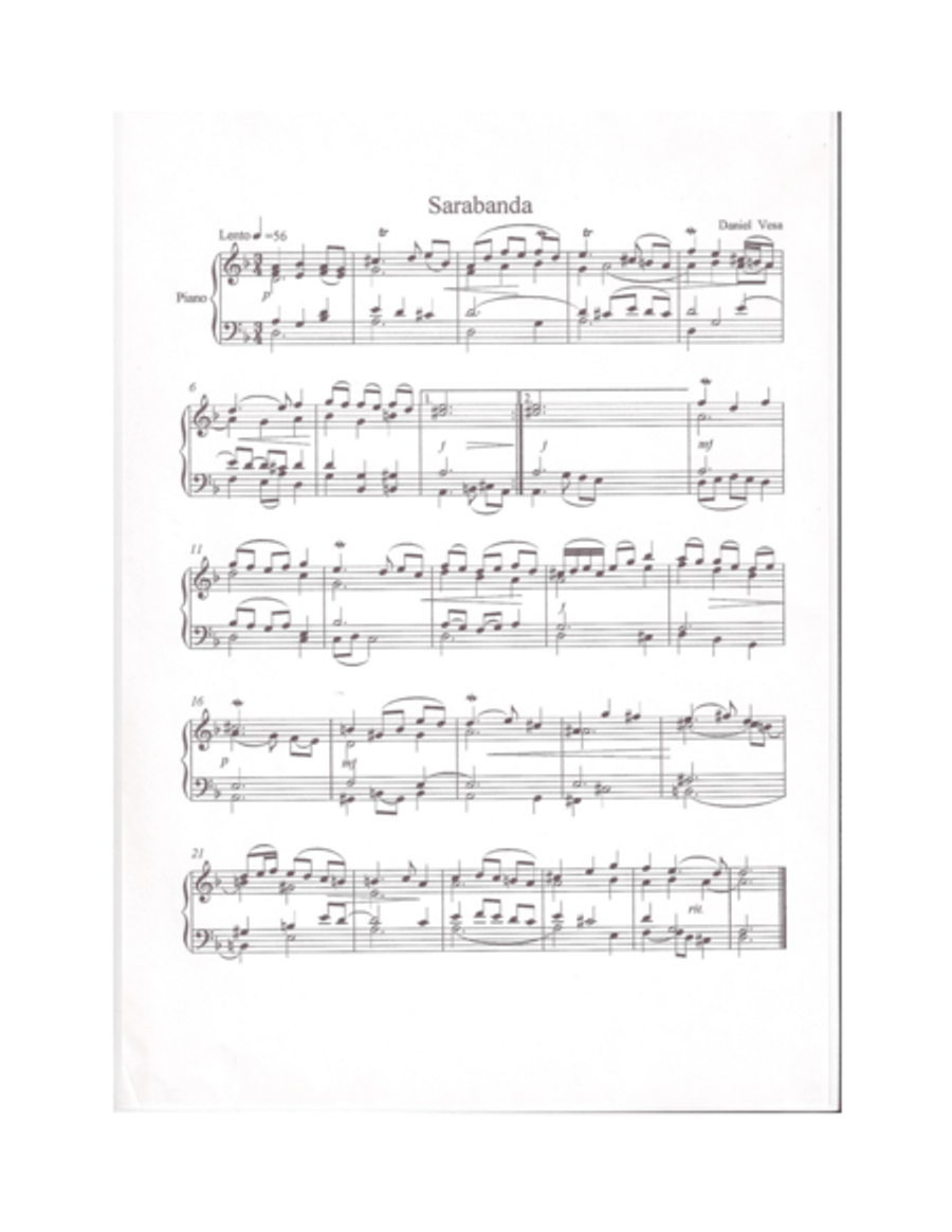 Sarabanda Piano Solo scores gallery preview page 1