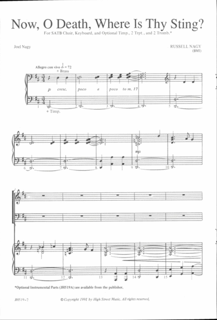 Now, O Death, Where Is Thy Sting? 4-Part scores gallery preview page 2