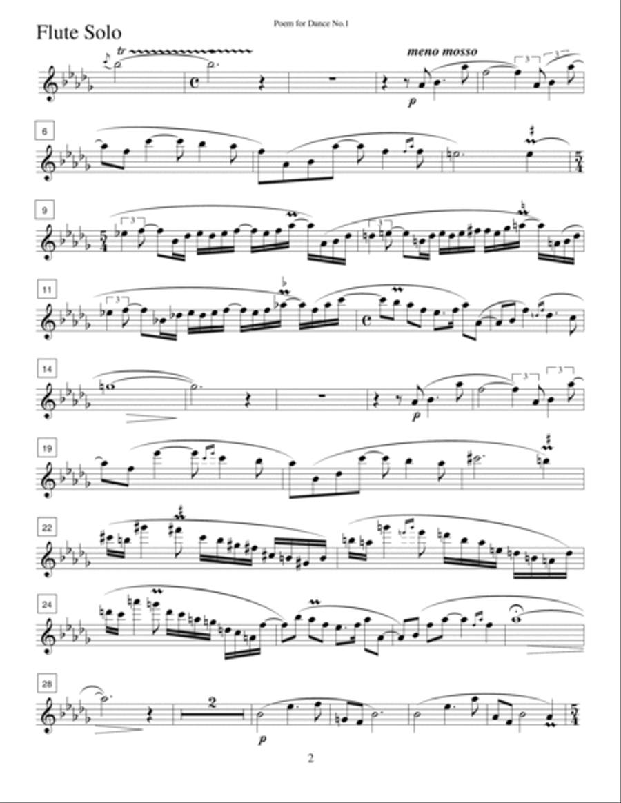 POEM FOR DANCE, op.31 No.1(1981) - A Duet For Flute solo and Piano Woodwind Duet scores gallery preview page 2