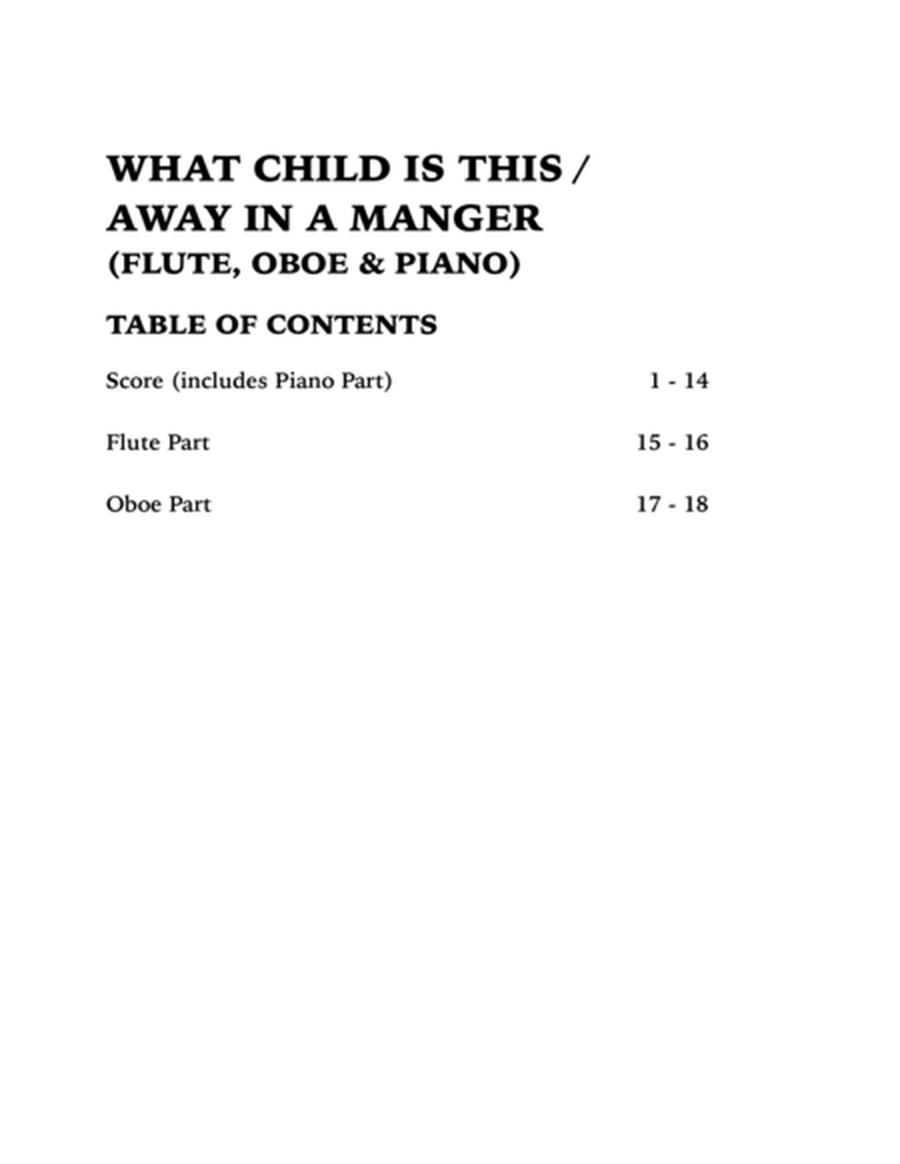 Christmas Medley (What Child is This / Away in a Manger): Trio for Flute, Oboe and Piano image number null