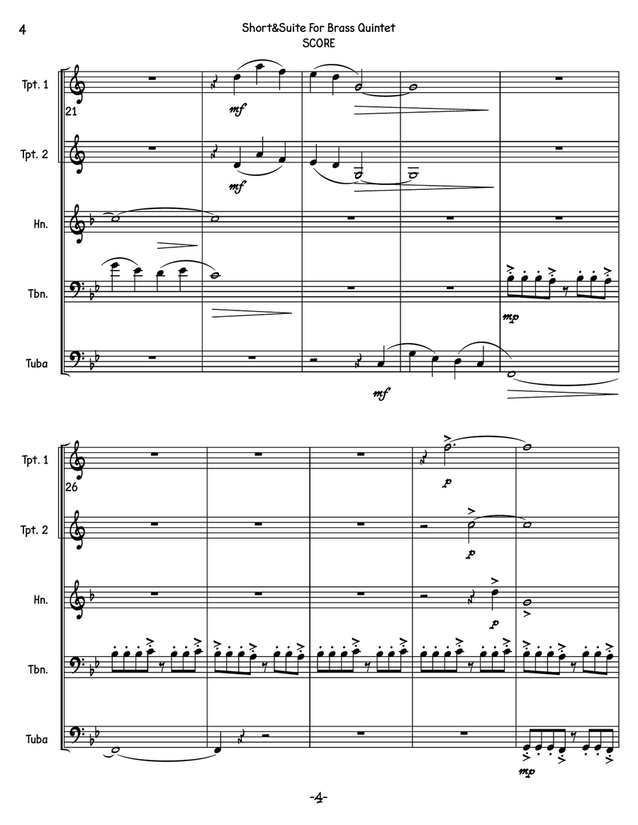 Short & Suite for Brass Quintet Brass Quintet scores gallery preview page 4