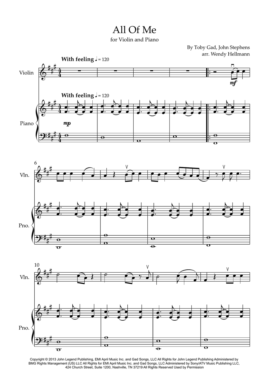 All Of Me Violin Solo scores gallery preview page 1
