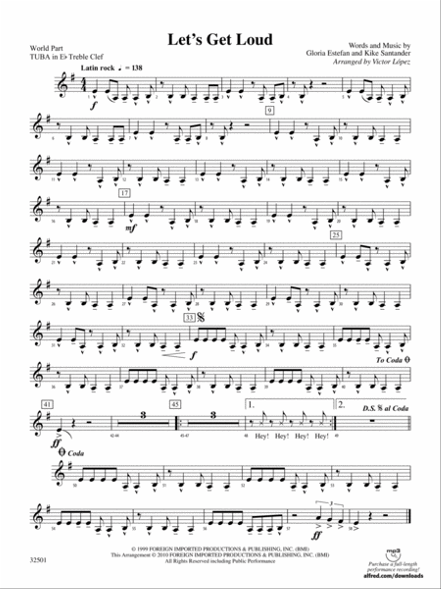Let's Get Loud: (World Part) E-flat Tuba T.C. Concert Band scores gallery preview page 1