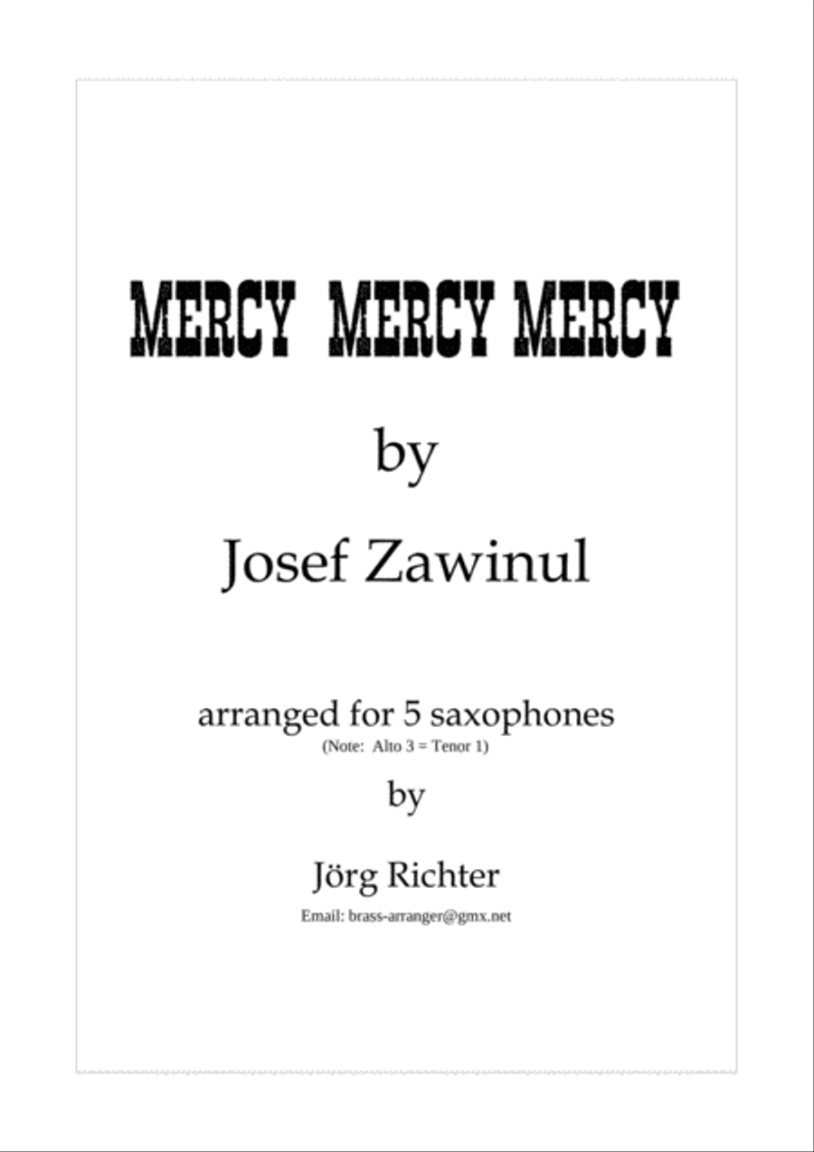 Mercy, Mercy, Mercy Mercy, Mercy, Mercy Saxophone Quintet scores gallery preview page 1