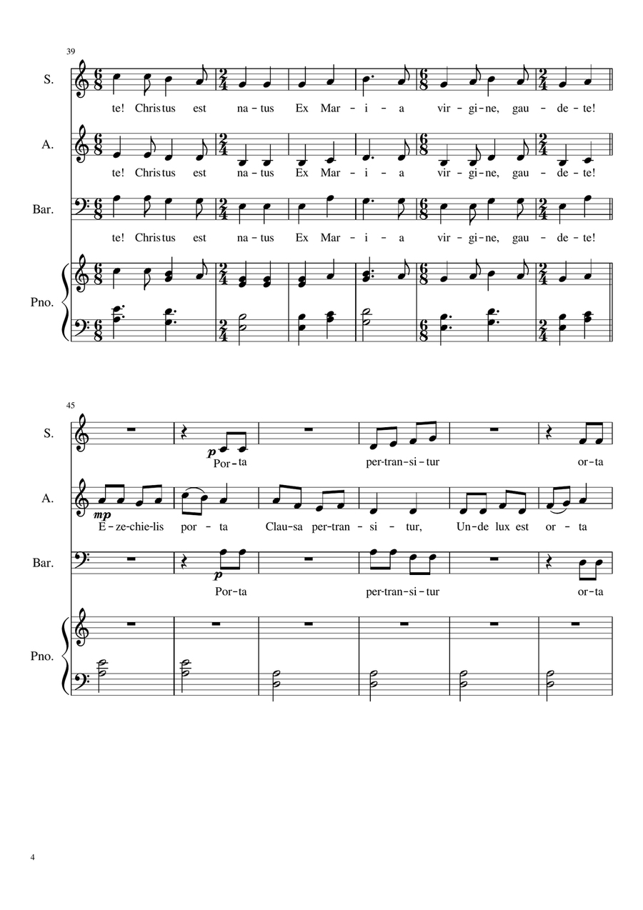 Gaudete Christus Est Natus 3-Part scores gallery preview page 4