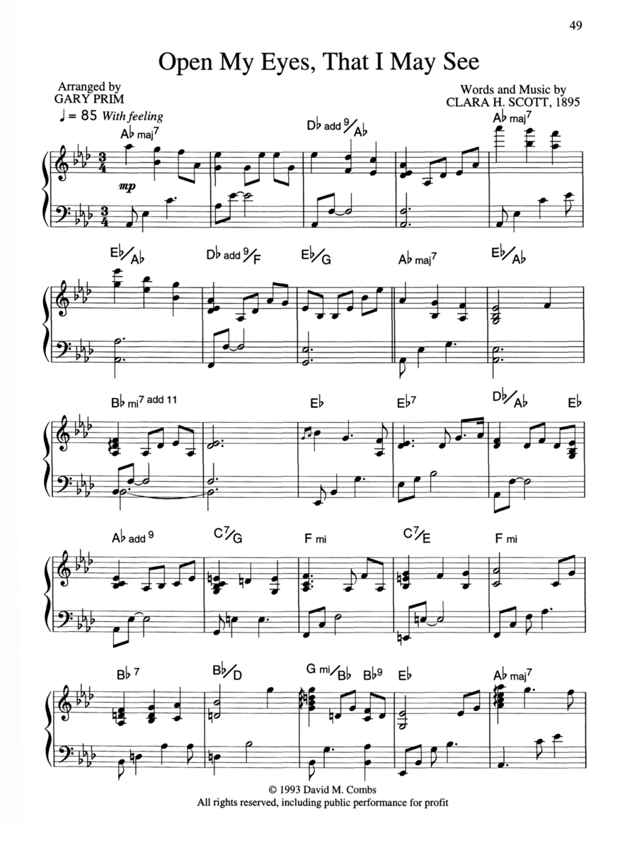 Open My Eyes, That I May See Piano Solo scores gallery preview page 1
