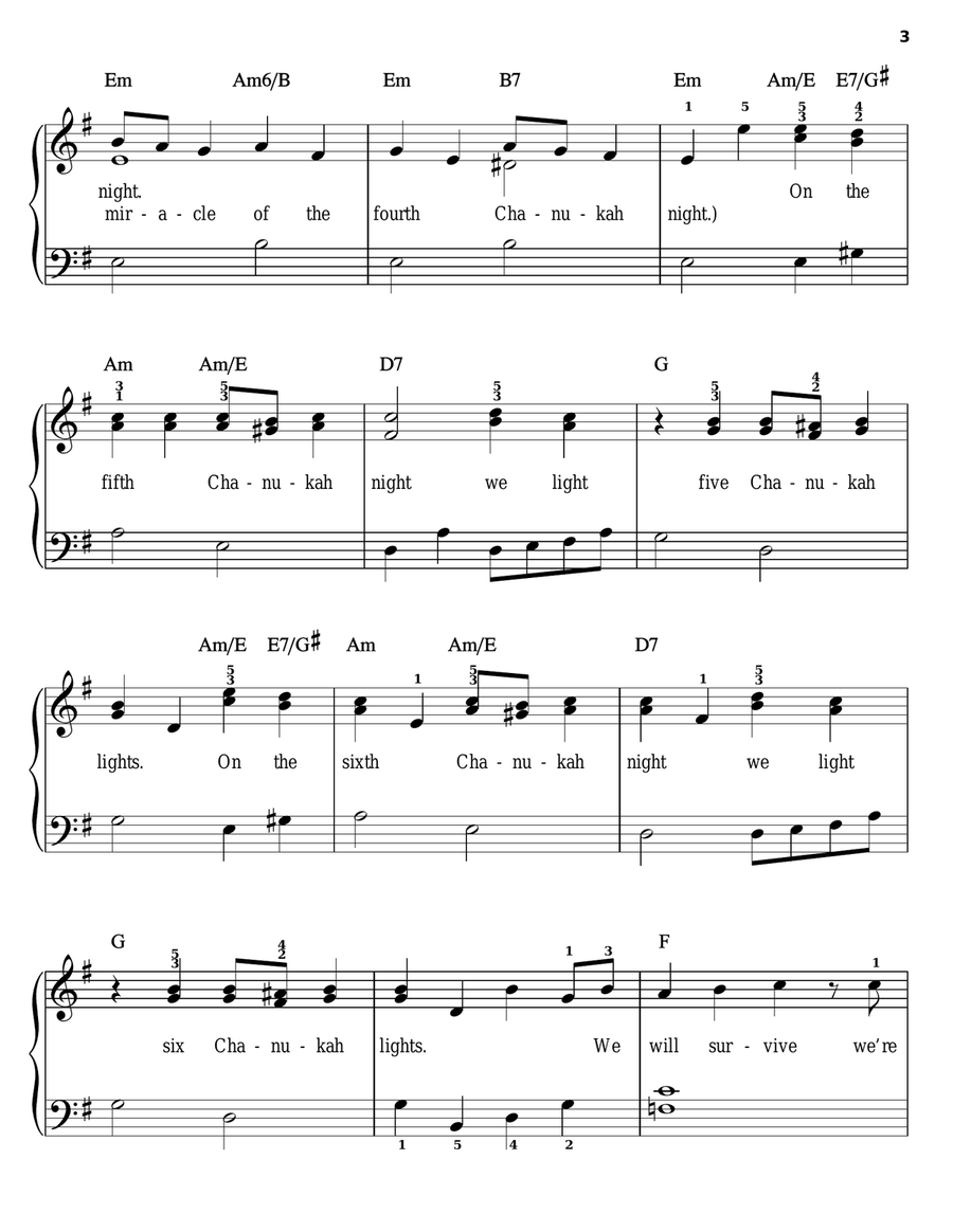 The First Chanukah Night The First Chanukah Night Easy Piano scores gallery preview page 3