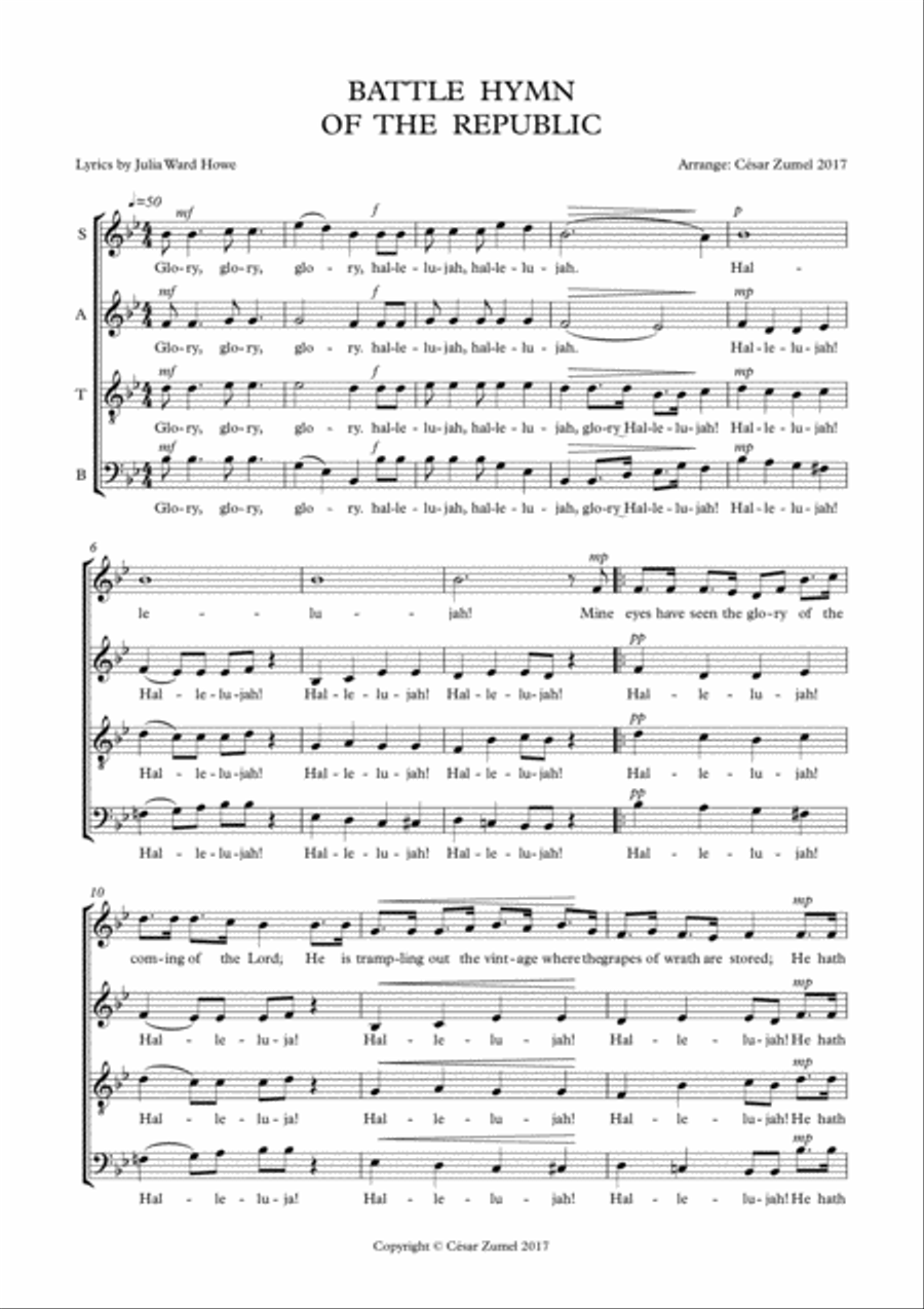 Battle hymn of the republic 4-Part scores gallery preview page 1