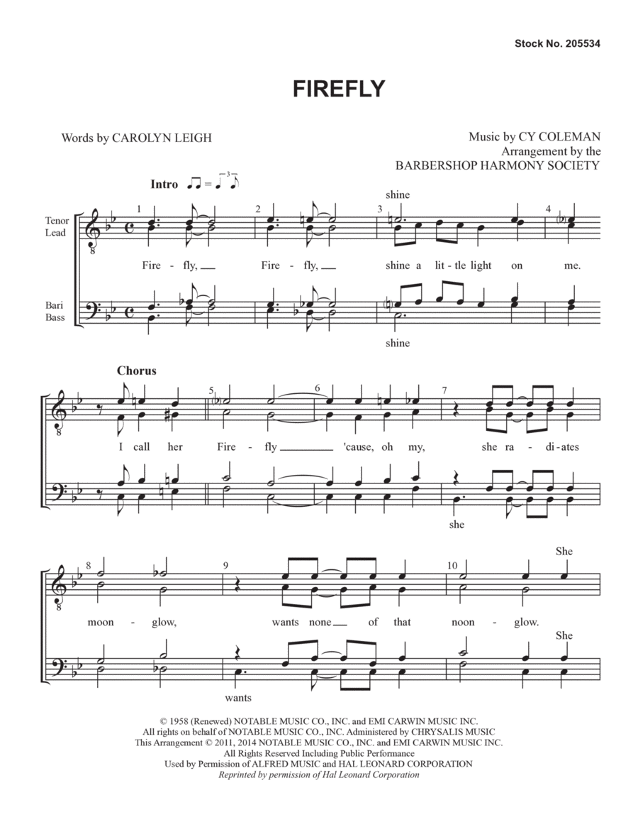 Firefly (arr. Barbershop Harmony Society)