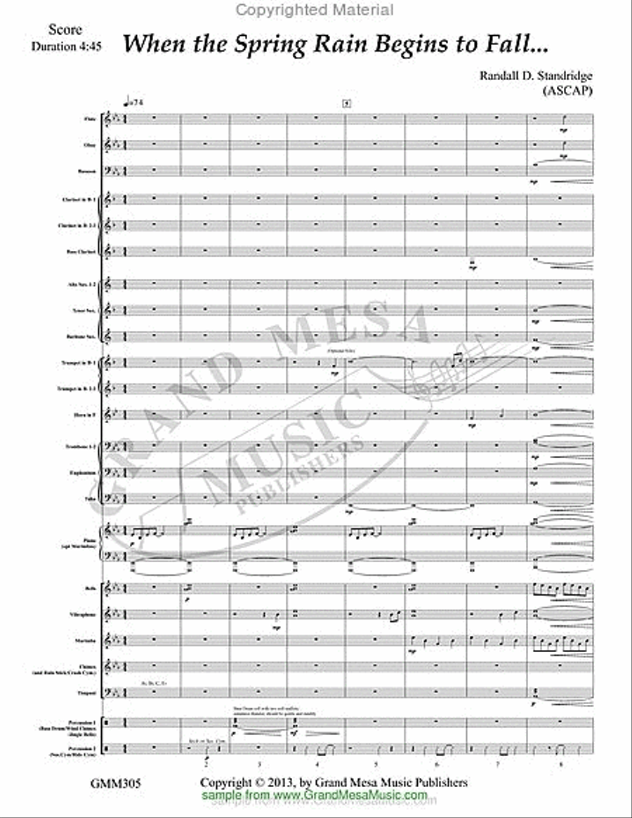 When the Spring Rain Begins to Fall Concert Band scores gallery preview page 2