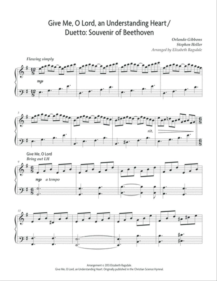 Give Me, O Lord, an Understanding Heart Piano Solo scores gallery preview page 2