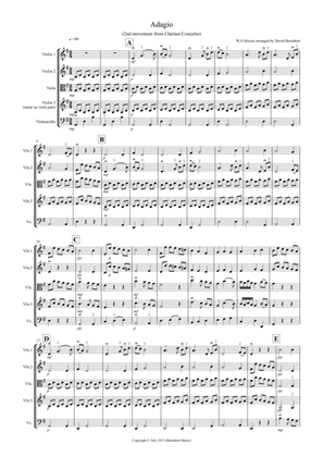 Adagio from Mozart's Clarinet Concerto for String Quartet