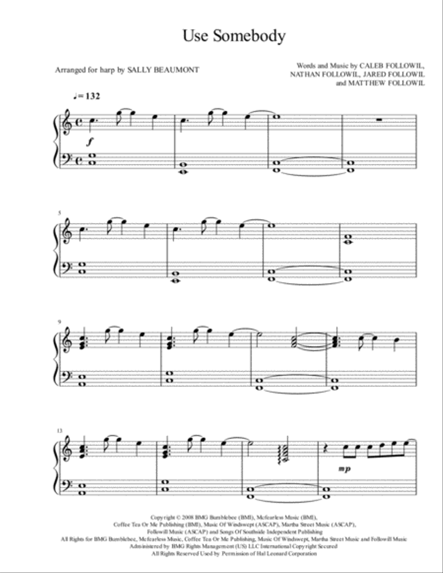 Use Somebody Harp scores gallery preview page 1