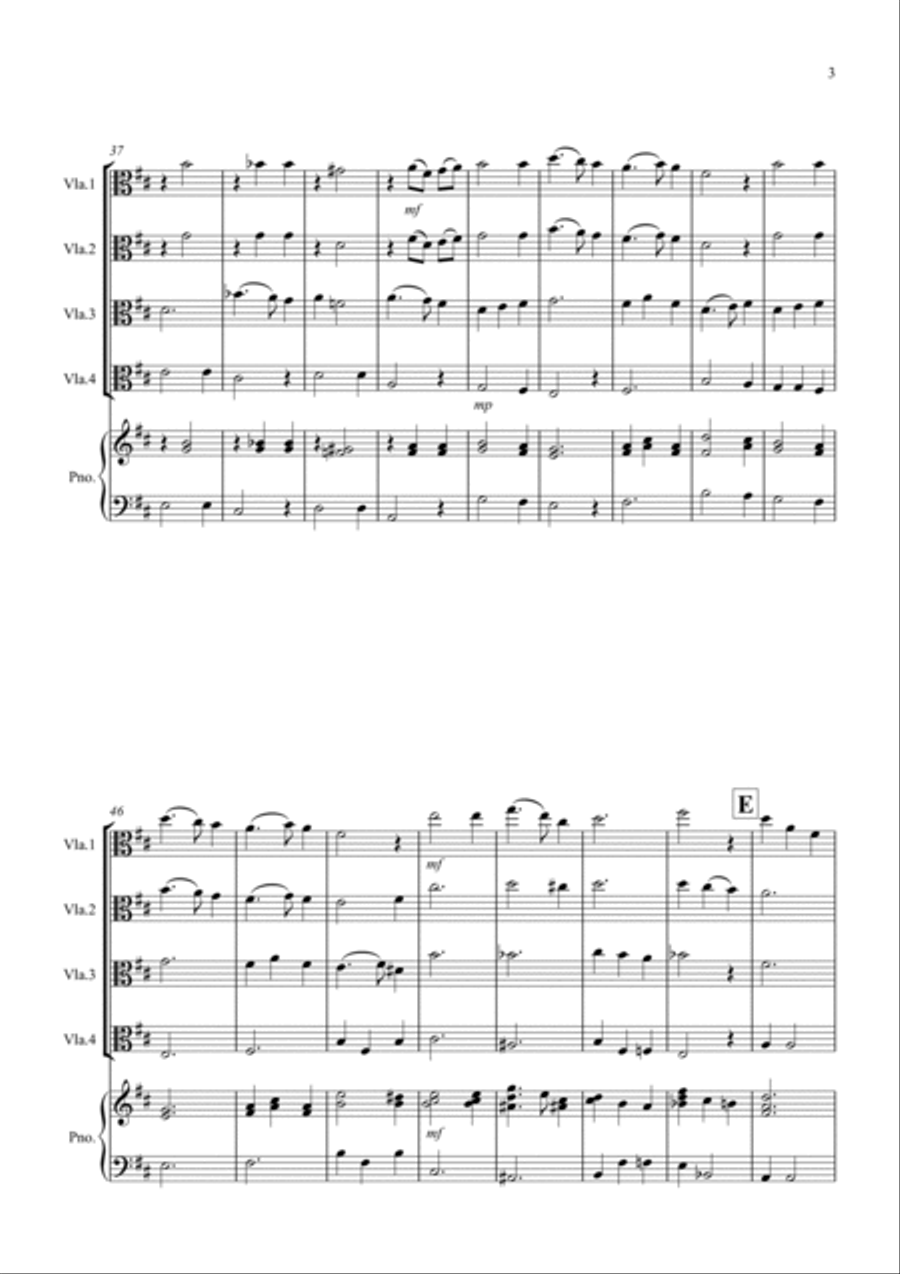 Silent Night for Viola Quartet Viola Solo scores gallery preview page 3