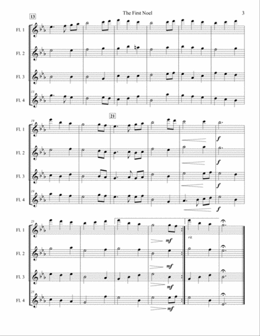 The First Noel for Flute Quartet Flute Quartet scores gallery preview page 3