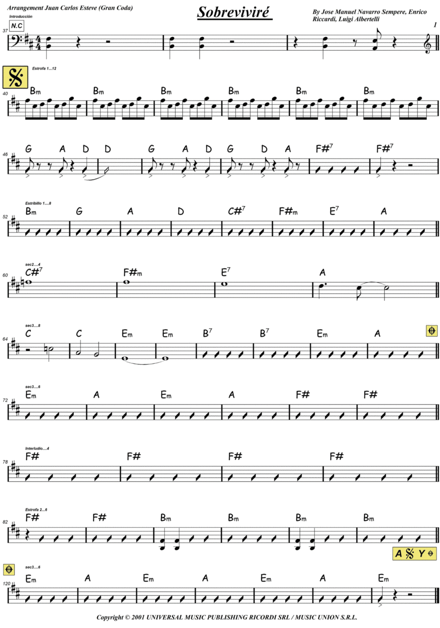 Sobrevivire' Easy Piano scores gallery preview page 1