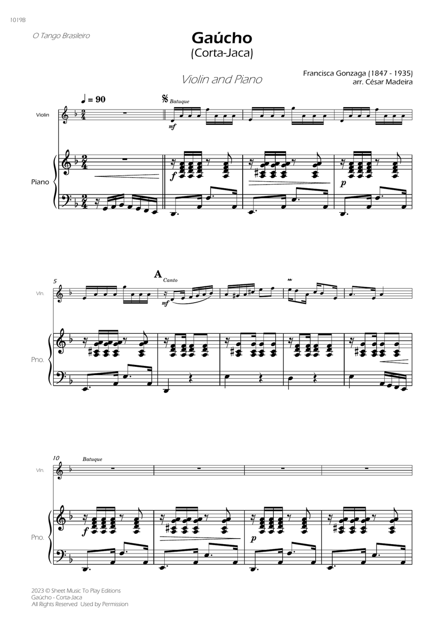 Gaúcho (Corta-Jaca) - Violin and Piano (Full Score and Parts) Violin Solo scores gallery preview page 3