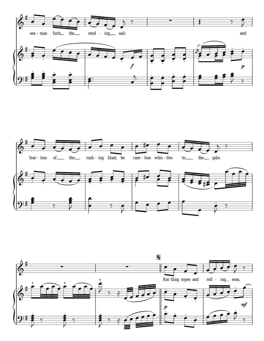 The Sailor's Song (From 12 Canzonettas) Piano, Vocal scores gallery preview page 2