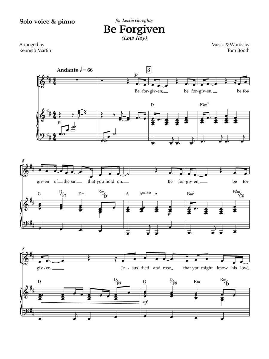 Be Forgiven - Vocal solo with Piano - (High & Low keys) Piano, Vocal scores gallery preview page 2