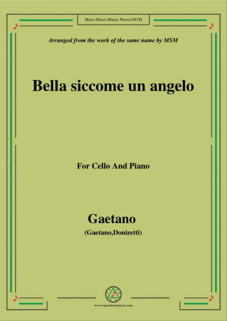 Gaetano-Bella siccome un angelo, for Cello and Piano Piano scores gallery preview page 1