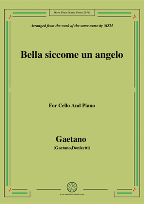 Gaetano-Bella siccome un angelo, for Cello and Piano