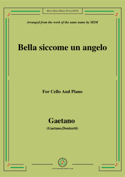 Gaetano-Bella siccome un angelo, for Cello and Piano image number null